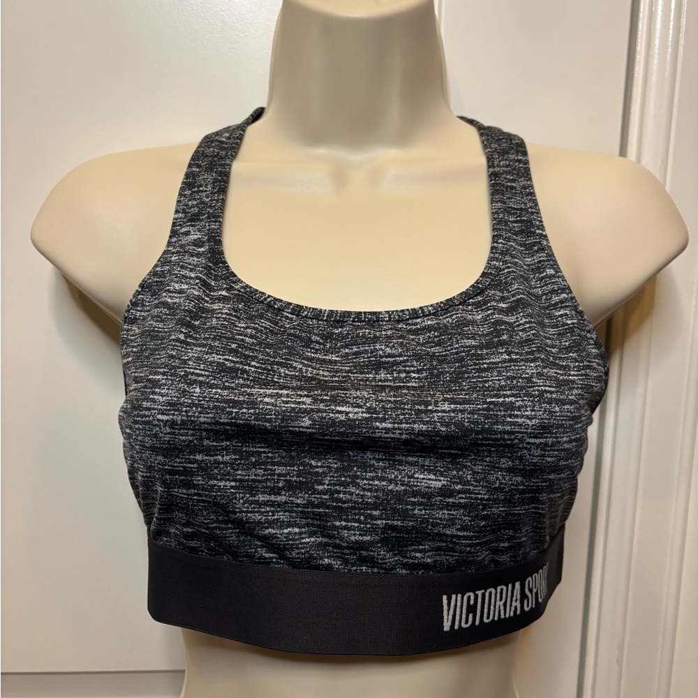 Victoria's Secret Black and Gray Sports Bra with Racerback